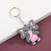 PVC Anime Keychains Jewelry Cartoon Pocket Key Chains Accessories Elephant Cow Panda Bear Animal Figure Keyring Charm Cute Trinket Bag Pendant Car Keys Holder Gifts