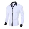 Men Shirt Black White 2017 Male Long Sleeve Shirts غير الرسمي الصلبة متعددة الزر والأزرار النحيفة القمصان اللباس M-2XL177G