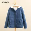 Womens Down Parkas Jfuncy Winter Fleece Coat Korean Casual Jackets Cotton Hooded Windproof Warm Khaki Velvet för 220830