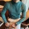 Sweaters voor heren Sweter Warna Solid 6 Kualitas Tinggi Untuk Pria Ramping Lengan Panjang Turtleneck Tarik Homme Rajutan 220830