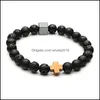 Beaded Strands 8mm Black Lava Stone Cross Charms Buddha Yoga Armband Essential Oil Diffuser smycken för Wome Men Gift DHSeller2010 DH3ZK