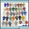 Charms Charms Sieraden bevindingen Componenten Mix Natural Stone Quartz Crystal Amethist Agates Aventurine Mushroom Pendant voor DIY Making Otiok