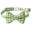 Plaid Bowtie Cat Carrars Breakaway Bow Tie Fashion Halloween Kerstmis Kragen met bel -huisdierkraag voor bruiloft Verjaardagsfeestje