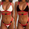 Conjunto de Bikinis de retazos sólidos para Mujer, traje de baño de cintura baja, traje de baño Sexy de vendaje, ropa de playa