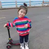 Felpe con cappuccio Vestiti autunnali per bambina Maglione a righe coreano per bambini Camicia a maniche lunghe in stile occidentale All-match a maniche lunghe