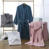 Kadınlar Robe Kadınlar Havlu Batalı%100 Pamuk Uzun Kalın Emici Terry Banyo Kimono Erkekler Hafif Waffle Katı Soyun