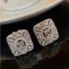 INS Fashion Stud Earring Vintage Jewelry 925 Sterling Silver Cz Diamond Gemstones Party Hollow Women Wedding Earring for Lover Gift