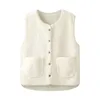 Kvinnors västar Kvinnor Waistcoats Pocket Plus Size Spring Autumn Retro Harajuku Slim Elegant Sleeveless Jackets Button Trendy Outwear 220830