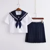 Ensembles de vêtements Jk uniformes scolaires pour filles rose fleur de cerisier broderie étudiant costume à manches courtes japonais femmes collège marins uniforme