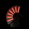 Festive Party Supplies Luminous Folding Fan med Play Fan Colorful Hand Hold Abanico Led Fans Dance Glow in the Dark Evening Accessory 6 Colors P0824