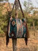 Axelväskor Handvävda Skägg Linne Dam Crossbody Boho Dam Beach Prairie Retro Space Quiltad Messenger Bag