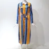 Robes décontractées Bureau Dames À Manches Longues Chemise À Rayures Robe Femmes Col Rabattu Longue Robe De Plage En Mousseline De Soie Grande Taille Robe De Soirée Élégante 220829