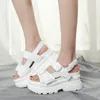 Sandales 7cm Femmes Blanc Confortable Chaussures Confortables Dames 2022 Diapositives Élégant Été Bout Ouvert Plateforme