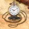 Pocket Watches Antique Bronze Hollow Dad Design Quartz Watch Halsband Pendant Chain Birthday Father Gifts For Father Men