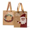 Emballage cadeau 3 pièces sac en papier Portable année Navidad noël traîneau père noël cercle bonbons biscuits emballage boîtes cadeaux sacs fournitures