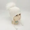 Beralar Beanie Hats Bebekler Peluş Kaşmir Yumuşak Sevimli Örme Bombacı Bebek Kış Çift Gerçek Kürk Pom Toddler