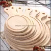 Rolling Pins Pastry Boards Wooden Round Pizza Board With Hand 6Inch-14Inch Baking Cutting Tray Cafe Store Dessert Accessory 190 N2 D Dhscq