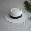 Berets 202202-panshi-wanhon Handmade White Paper Grass Ribbon Classic Fedoras Cap Men Women Panama Jazz Hat