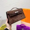 Mini Borsa a tracolla Borsa da donna Borsa a tracolla da donna Moda in pelle nabuk Fibbia in metallo argento Portafoglio con patta a catena rimovibile Quali255m