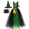 Speciale Gelegenheden Halloween Heks Kostuum voor Meisjes Jurk met Hoed Kids Fancy Gown Tutu Gewaad Gothic Party Cosplay Kleding 2-10Y 220830