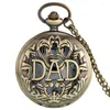 Pocket Watches Antique Bronze Hollow Dad Design Quartz Watch Halsband Pendant Chain Birthday Father Gifts For Father Men