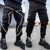 Calça masculina moda techwear street calças de carga múltipla de bolso suor absorvente de fitness respirável jogador de moletom