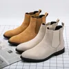 Schuhe Feste Farbe Männer Britische Stiefel Faux Wildleder Klassiker Square Zeh tragen Mode Casual Street All-Match 41