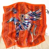 Sarongs Silk Square Scarf Women % Real Luxury Brand Horse Print NeckerChief Female Hair Hand Bag handled Foualrd Scarves Bandana T220827