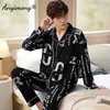 Ropa de dormir para hombres Llegada Hombre Pijama Solapa de algodón Pantalones de manga larga Tallas grandes Pijamas Cardigant Ocio Ropa de casa Ropa de dormir para hombre 220830