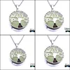 Pendant Necklaces Trendy Tree Of Life Pendant Luminous Natural Crystal Stone Stainless Steel Chain Necklace For Women Me Dhseller2010 Dhopt