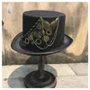 Berets High-end Handmade Steampunk Top Hat With Metal Gear For Men Women Magic Bowler Party Size 57CM