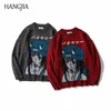 Herrenpullover Paar Cartoon Print Pullover Japanische Strickpullover Rundhalsausschnitt Lose Lässige Faule Herbst Winter Strickpullover Pullover 220830