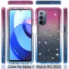 Telefonfodral för Motorola G8 G6 G7 G9 G Power Plus Play E5 E7 Edge Plus One Hyper Fusion med Clear PC TPU 2-lager Blingbling Gradient Color Drop Protect Cover Cover