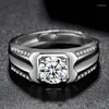 Wedding Rings Men's Ring Silver Color Plated Platinum Domineering Imitation Moissanite Zircon Fashion Valentine's Day Birthday Gift