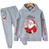 Besondere Anlässe Frühling Kinder Weihnachten Weihnachtsmann Kleidung Baumwolle Casual Mädchen Sets Kinder Anzug Hoodies und Hosen 2 Stücke 220830