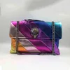 Bolsa de Kurt de ombro da Gei Mulheres Crossbody Kurt Eagle Cabeça Taia de arco -íris tingida Bolsa de corrente de arco -íris