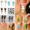 Boucles d'oreilles Animal doux pour les femmes suspendues mignonnes dessins animés bijoux colorés charm