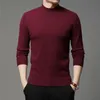 Herrtröjor Autumn och vinter män turtleneck pullover tröja mode fast färg tjock varm botten skjorta man brar 220829