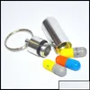 Nyckelringar Keychains Fashion Accessories Waterproof Keychain Aluminium Pill Box Case Bottle Cache Holder Container Keyring Medicine Pac OT1KZ