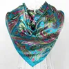 Sarongs Spring And Autumn Female Satin Scarf Big Square Scarves Hijabs Printed Women Scarf Purple Polyester Silk Scarf Shawl 90 90cm T220827