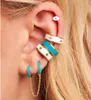 Hoop Earrings Fashion Beach Styles Enamel Multi Color Cuuff Chain Earring With Star Engraved Women Wedding Handcuffs Shape