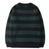 Männer Pullover Koreanische Gestrickte Männer Frauen Harajuku Casual Baumwolle Pullover Tate Langdon Gleichen Stil Grün Gestreifte Tops Herbst 220830