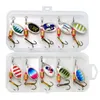 Ganchos de pesca 10pcsset Lure Spinner Spinner Spoon Conjunto de pesca dourada Spinner de face lantejas com ganchos de peixes de peixes de peixe isca dura 220830