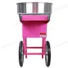 Food Processing Equipment Cotton Candy Machine With Cart Commercial Electric Floss Maker Stainless Steel Perfect for Family and Various Party 20.5 Inch Pink 1080W