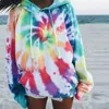 Kadın Hoodies Kadın Hoodie Drawstring Sonbahar Kış bayanlar Baggy kapüşonlu jumper plow femme kravat renkli boyama moda ve eğlence ceket