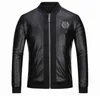 Giacca firmata in ecopelle da uomo Zipper Slim Fit Corta hip hop Casual Skull Sport Cappotto da moto Biker Lettere ricamo tigre Fitness uomo abbigliamento moda M-3XL