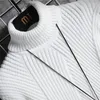 Herentruien Winterheren Casual Turtleneck pullover lange mouw gestreepte Koreaanse stijl mode warm gebreide 220829