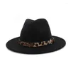 Berretti X3014 Arrvial Cappello di lana leopardato Donna gentiluomo Fedora a tesa piatta Cappelli jazz unisex a tesa larga