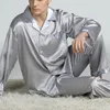 Men's Sleepwear Puimentiua Mens Stain Silk Pajama Sets Pajamas Men Modern Style Nightgown Home Male Satin Soft Cozy Sleep Wear 220830