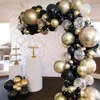 Décorations de Noël Ballon d'or noir Garland Arch Kit Confetti Latex 30e 40e 50e fête d'anniversaire pour adultes Baby Shower 220829